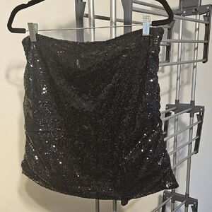 Black Sequin Mini Skirt